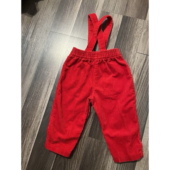 Vintage Baby's Izod Lacoste 18 Months Red Corduroy Pants W/ Suspenders 80s Vtg - Picture 5 of 8